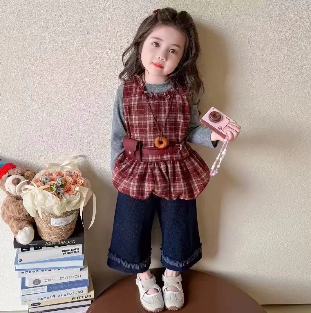 Children's Clothing Girls' Suit Plaid Vest Bottoming Shirt Pants Bag Four Pieces 2025 Spring and Autumn Clothing New Models 
Children's Clothing Girls' Suit Plaid Vest Bottoming Shirt Pants Bag Four Pieces 2025 Spring and Autumn Clothing New Models