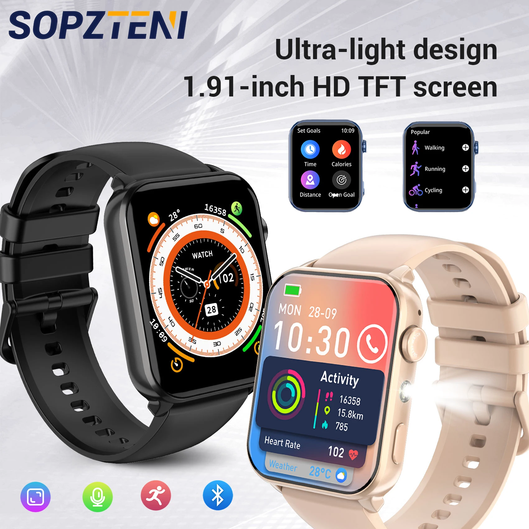 SOPZTENI 2025 Новые умные часы R30 Max со светодиодным фонариком 1,91-дюймовый TFT-экран Монитор здоровья Bluetooth Часы с вызовом для Android IOS
SOPZTENI 2025 Новые умные часы R30 Max со светодиодным фонариком 1,91-дюймовый TFT-экран Монитор здоровья Bluetooth Часы с вызовом для Android IOS