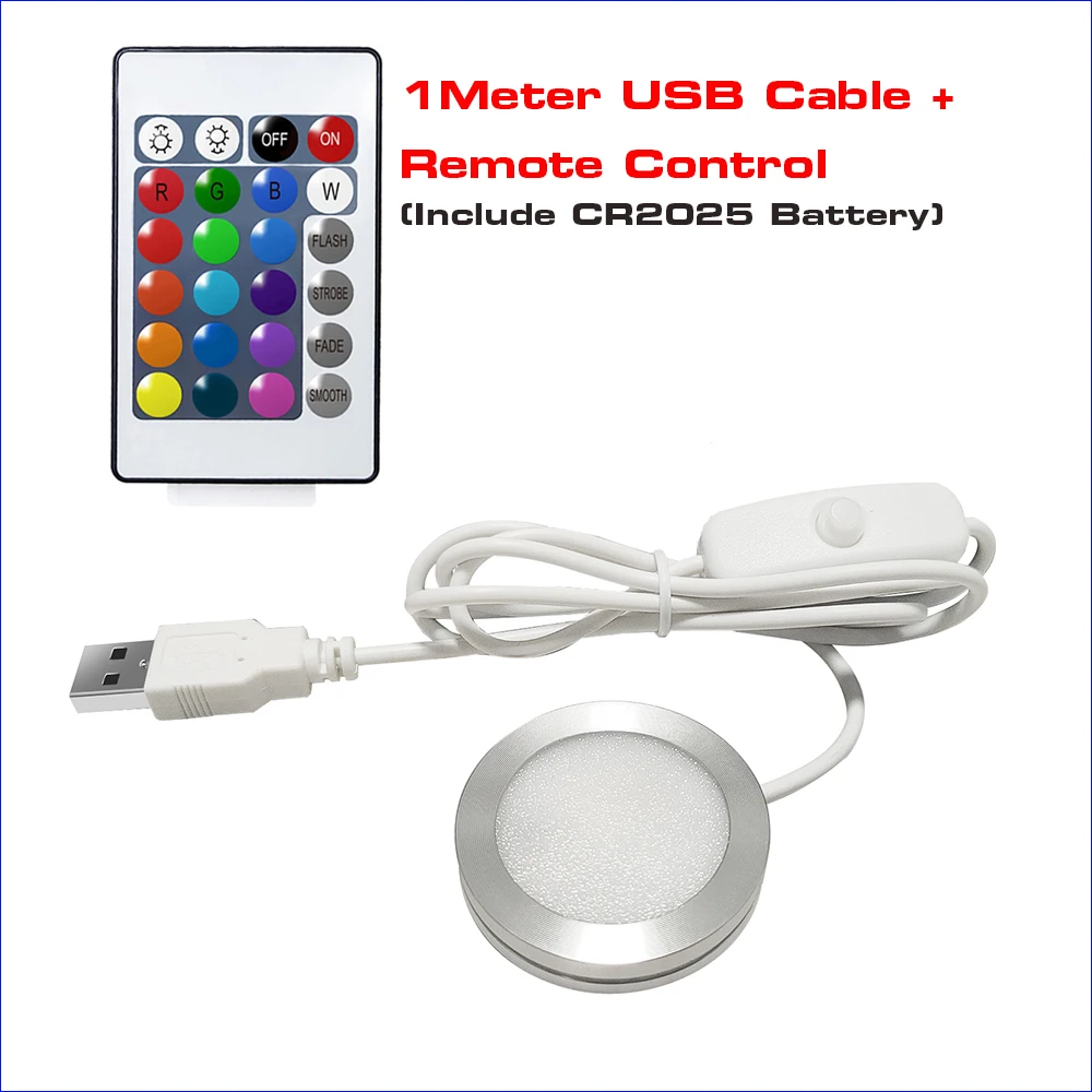 5pcs DC5V Input USB Switch Cable Light Source LED Light Panel RGB Dimming Controller 45MM With Remote Control Include Battery