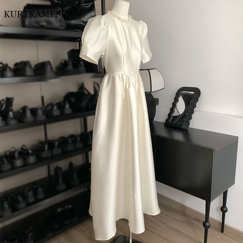 Elegant White Wedding Dresses For Bride Formal Round Neck Wedding Party Dress Satin Evening Guest Long Party Summer Dress Women
Elegant White Wedding Dresses For Bride Formal Round Neck Wedding Party Dress Satin Evening Guest Long Party Summer Dress Women