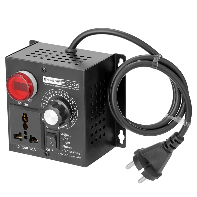 A76X-4000W Compact Variable Voltage Controller Portable SCR Voltage Regulator For Speed Temperature Adjustment EU Plug
A76X-4000W Compact Variable Voltage Controller Portable SCR Voltage Regulator For Speed Temperature Adjustment EU Plug