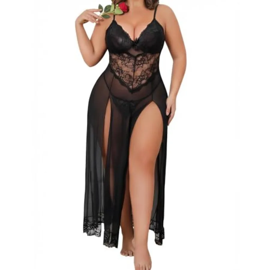 Plus Size Lingerie For Women Babydoll Sexy Mesh Maxi Nightdress Exotic Sleepwear Side Slits
Plus Size Lingerie For Women Babydoll Sexy Mesh Maxi Nightdress Exotic Sleepwear Side Slits
