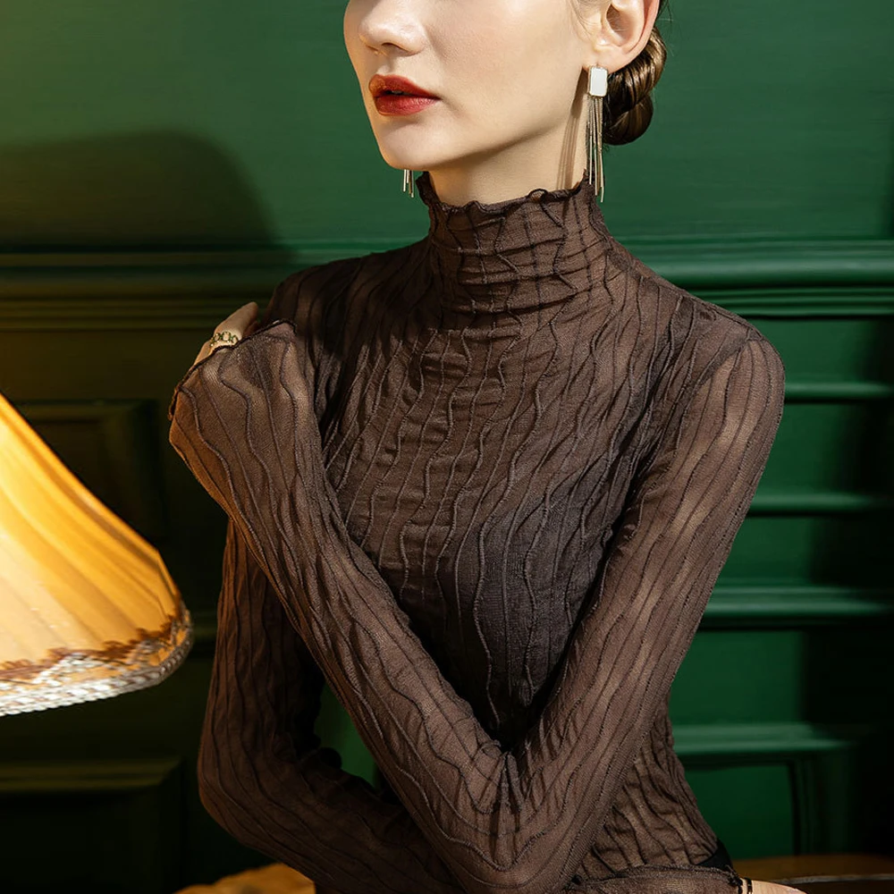 Elastic Transparent Full Sleeve Turtleneck T Shirts Girls Y2K Tees Female S-XL Black White Apricot Thin Tops Women X-G-Xinde
Elastic Transparent Full Sleeve Turtleneck T Shirts Girls Y2K Tees Female S-XL Black White Apricot Thin Tops Women X-G-Xinde