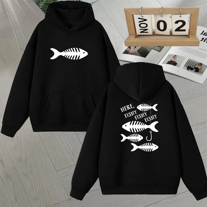 Fun "Fish Here" Pattern Double Sided Print Sweatshirts Streetwear Autumn Winter Fleece Men Women Hoodies Long sleeve Pullovers
Fun "Fish Here" Pattern Double Sided Print Sweatshirts Streetwear Autumn Winter Fleece Men Women Hoodies Long sleeve Pullovers