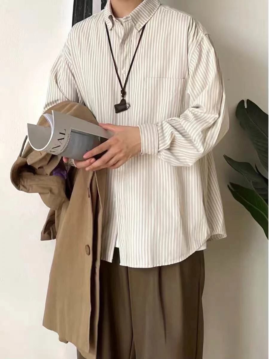 Retro Japanese Sle Men's Long Sve Striped irt Loose Fit Casual Versatile Spring Autumn Clothing for Teenagers
Retro Japanese Sle Men's Long Sve Striped irt Loose Fit Casual Versatile Spring Autumn Clothing for Teenagers
