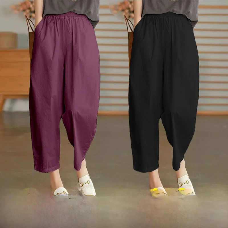 Loose Cotton Linen Nine-Foot Pants Elastic Waist Casual Pants Spring Summer Thin Women's Pants Harlan Pants Women
Loose Cotton Linen Nine-Foot Pants Elastic Waist Casual Pants Spring Summer Thin Women's Pants Harlan Pants Women
