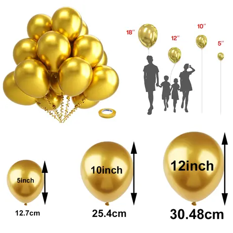 Metal Latex Balloon Set 5/10/12inch Gold Baloon Birthday Wedding Baby Shower Party Graduation Decoration Kids Toys Globe Balloon