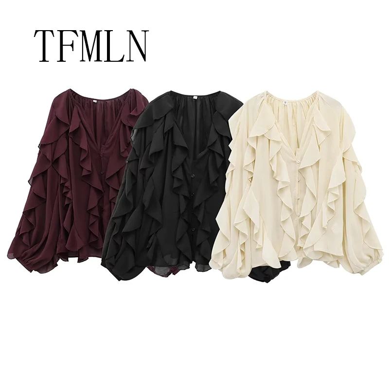 TFMLN Women Fashion Spring Summer Ruffle Blouses Shirts Female Single Breasted Tierred Causal Tops Beach Style Shirt
TFMLN Women Fashion Spring Summer Ruffle Blouses Shirts Female Single Breasted Tierred Causal Tops Beach Style Shirt