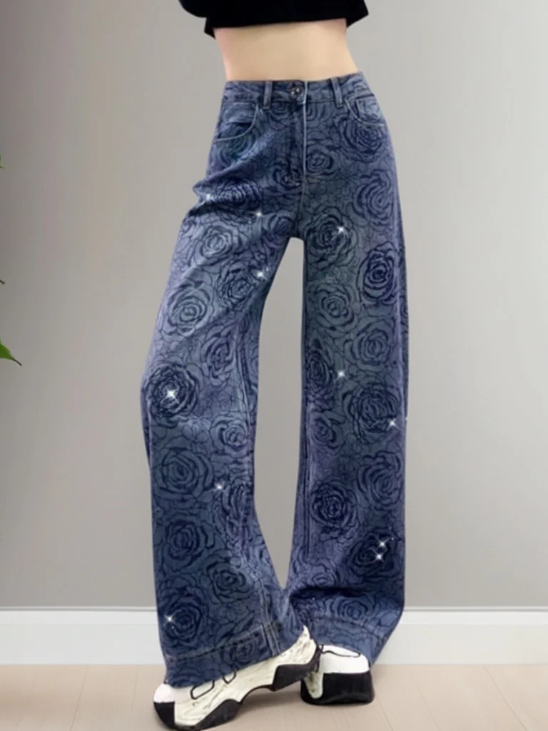 Faionable Floral Embellied High Waist Straight Leg Wide Leg Jeans Trendy Street Sle Women's High Street Diamond Jeans
Faionable Floral Embellied High Waist Straight Leg Wide Leg Jeans Trendy Street Sle Women's High Street Diamond Jeans