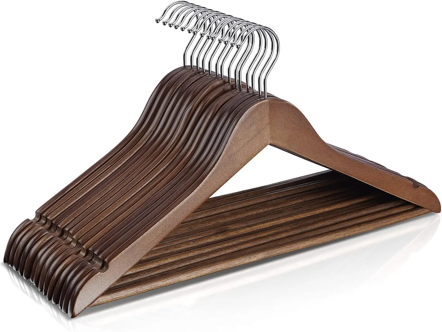 Wooden Hangers 10 Pack, Heavy Duty Coat Hangers with 360-Degree Hook, Smooth Finish, Non-Slip Pants Bar, Sturdy for Shirts and
Wooden Hangers 10 Pack, Heavy Duty Coat Hangers with 360-Degree Hook, Smooth Finish, Non-Slip Pants Bar, Sturdy for Shirts and