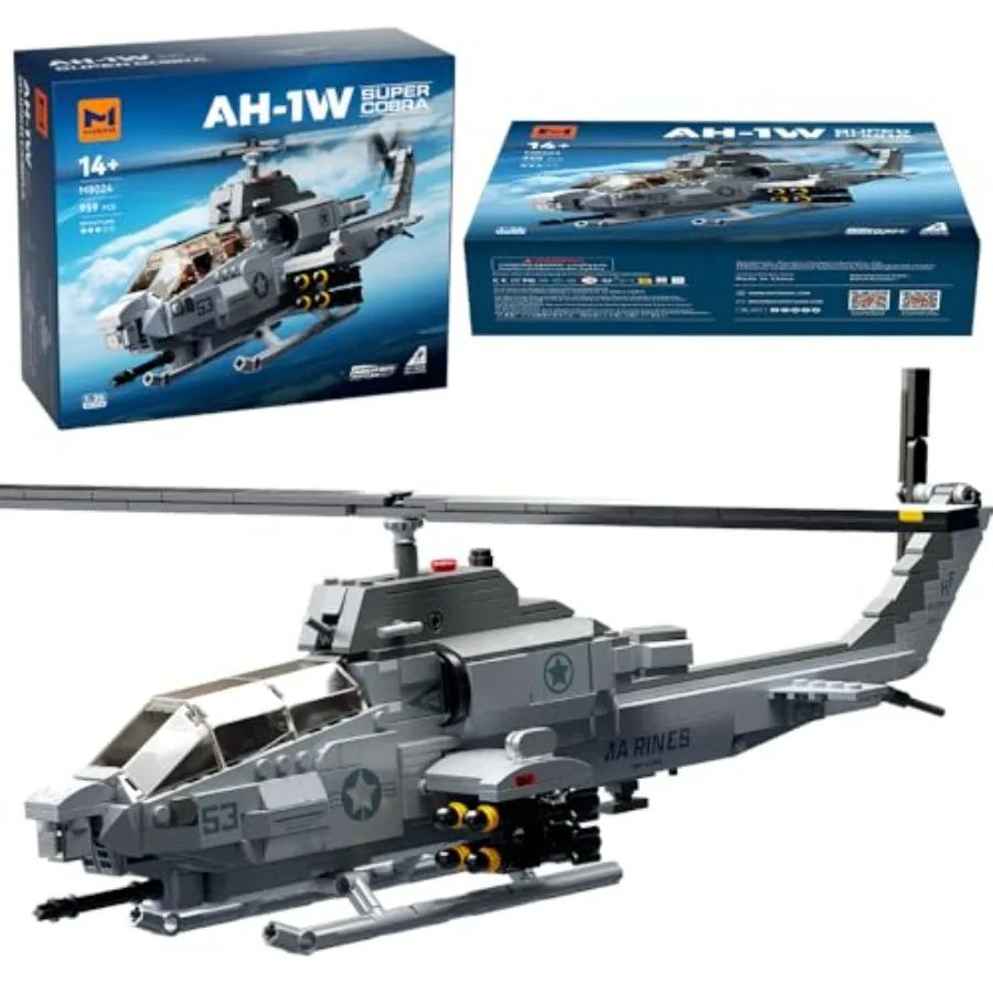 Military helicopter building set for display and collection: ABS plastic, gray-green camouflage, 958 pcs, 1:35 scale, detailed
Military helicopter building set for display and collection: ABS plastic, gray-green camouflage, 958 pcs, 1:35 scale, detailed