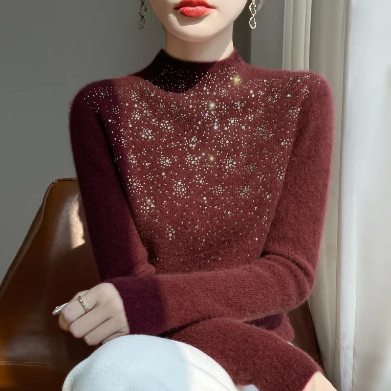Spring Autumn Knit Sweater Women Mock Neck Top Long Sleeve Fashion Slim High Stretch Diamond Basic Winter Warm Pullover Jumper
Spring Autumn Knit Sweater Women Mock Neck Top Long Sleeve Fashion Slim High Stretch Diamond Basic Winter Warm Pullover Jumper