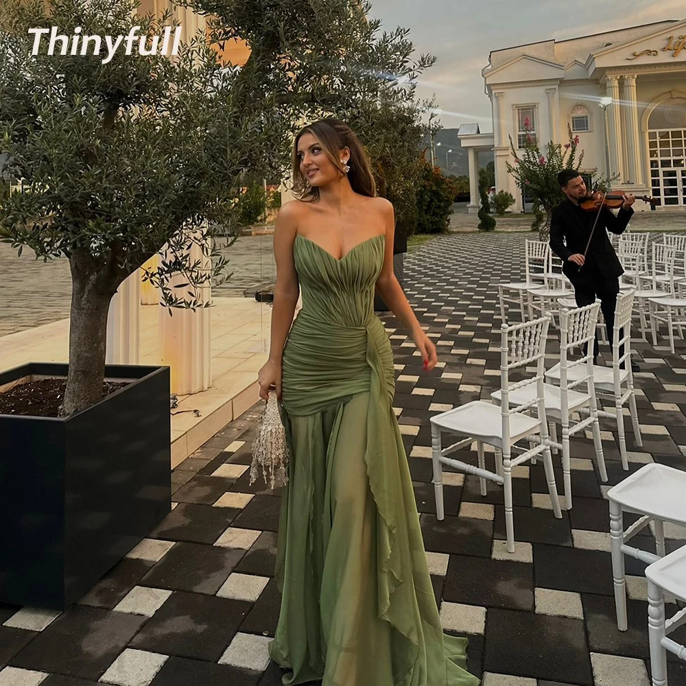 Thinyfull Mermaid Chiffon Arab Prom Dress Sleeveless Sweetheart Pleat Evening Dress Holiday Style Gown Robe De Soirée Customized 
Thinyfull Mermaid Chiffon Arab Prom Dress Sleeveless Sweetheart Pleat Evening Dress Holiday Style Gown Robe De Soirée Customized