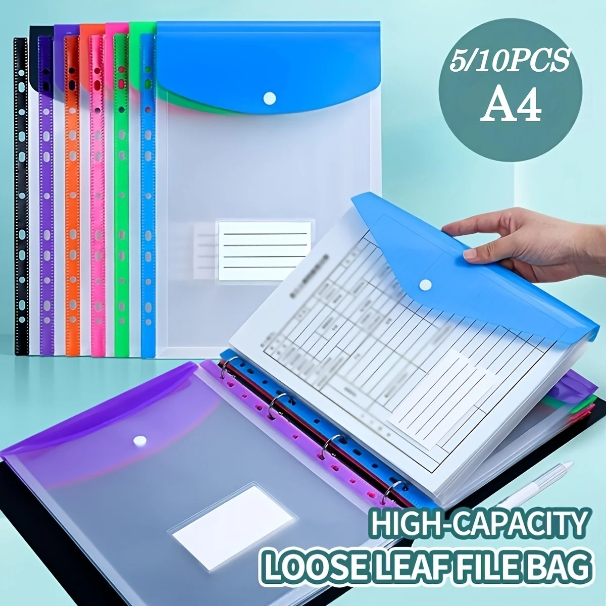 Папка-органайзер формата А4 на 5/10 файлов с 11 кольцами, расширяемая, с карманом для этикеток и кнопкой, портативная конструкция
Папка-органайзер формата А4 на 5/10 файлов с 11 кольцами, расширяемая, с карманом для этикеток и кнопкой, портативная конструкция