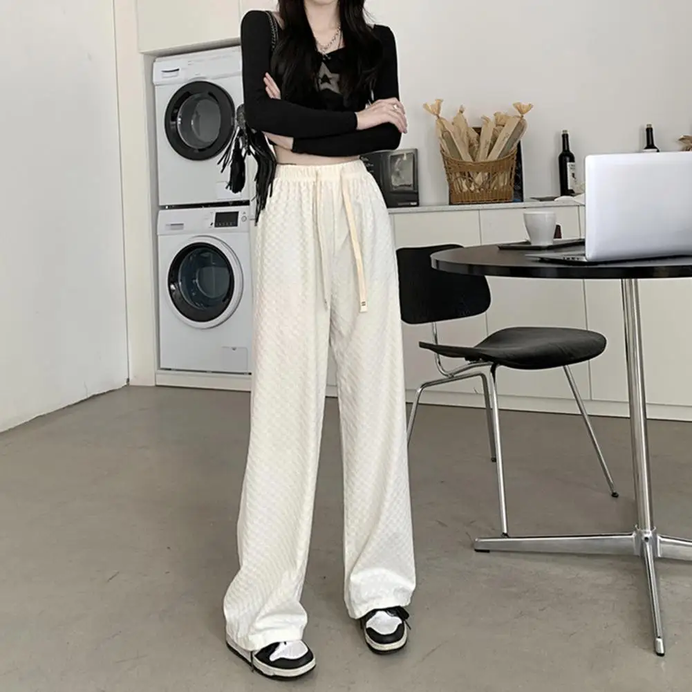 Ice Silk Checkerboard Print Women Pants High Waist Elastic Waistband Drawstring Straight Wide Leg Pants Summer 2023
Ice Silk Checkerboard Print Women Pants High Waist Elastic Waistband Drawstring Straight Wide Leg Pants Summer 2023