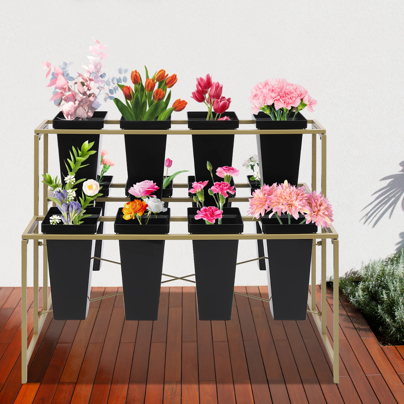 3 Tiers Metal Flower Display Stand Plant Stand 12 Buckets Flower Display Stand With Buckets for Florists/Gardens/Parks/Farms
3 Tiers Metal Flower Display Stand Plant Stand 12 Buckets Flower Display Stand With Buckets for Florists/Gardens/Parks/Farms