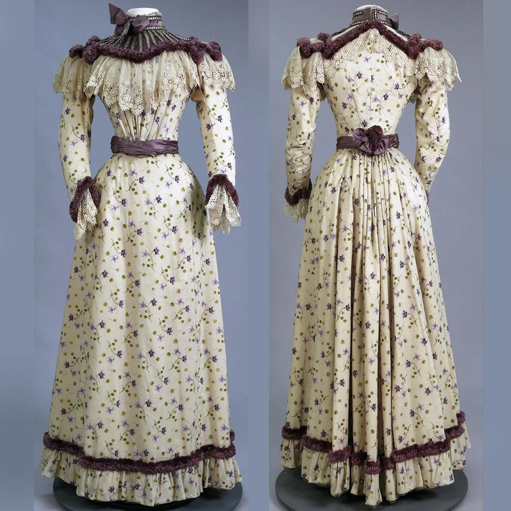 1890–1899-е викторианское модное готическое платье с высоким воротом и цветочным принтом, женское историческое платье в викторианском стиле, костюм для реконструкции театра 
1890–1899-е викторианское модное готическое платье с высоким воротом и цветочным принтом, женское историческое платье в викторианском стиле, костюм для реконструкции театра