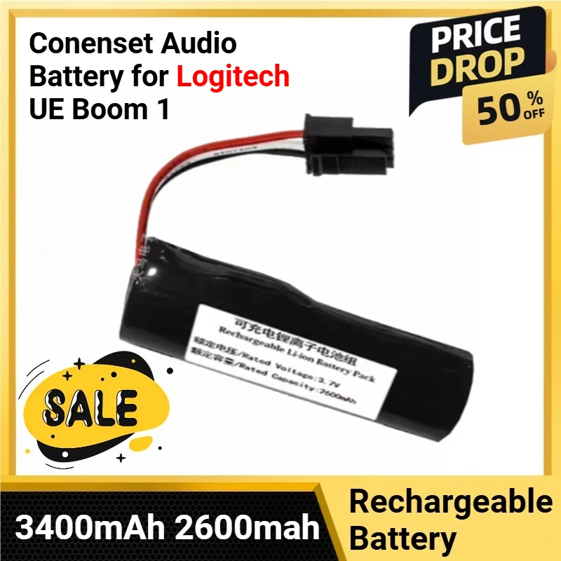 3.7V 3400mAh 2600mah Conenset Audio Battery for Logitech UE Boom 1 00798-601-8207 UE Boom 2 Ultimate UE Boom 3 Fits
3.7V 3400mAh 2600mah Conenset Audio Battery for Logitech UE Boom 1 00798-601-8207 UE Boom 2 Ultimate UE Boom 3 Fits