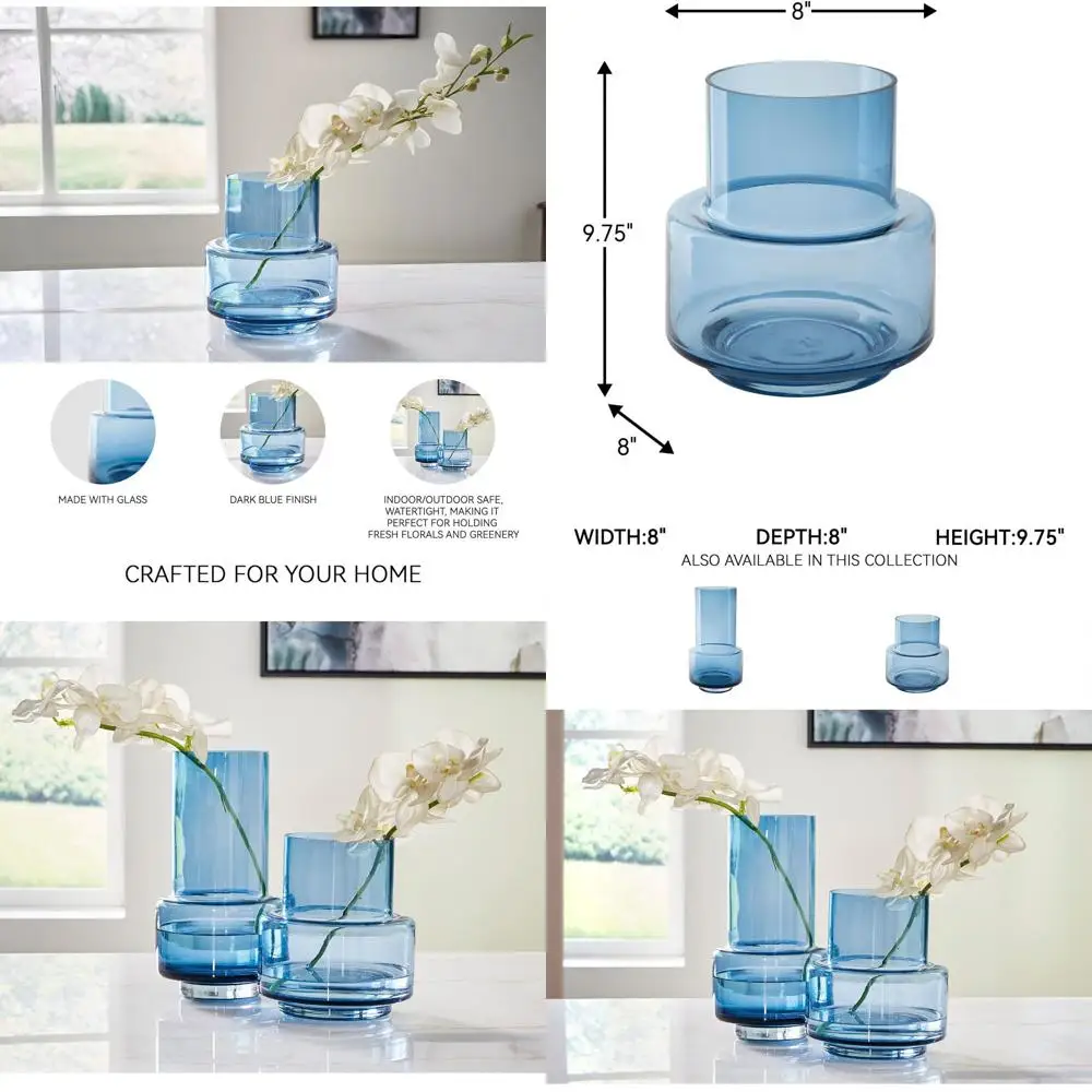 Синяя стеклянная ваза с широким горлом для использования в помещении или на улице, современный стиль
Синяя стеклянная ваза с широким горлом для использования в помещении или на улице, современный стиль