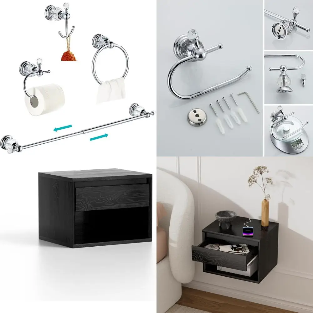 24 Inch Chrome Towel Bar Set, Polished Brass Toilet Paper Holder, Towel Ring, Coat Hooks - Luxury Bathroom Accessories Set with
24 Inch Chrome Towel Bar Set, Polished Brass Toilet Paper Holder, Towel Ring, Coat Hooks - Luxury Bathroom Accessories Set with