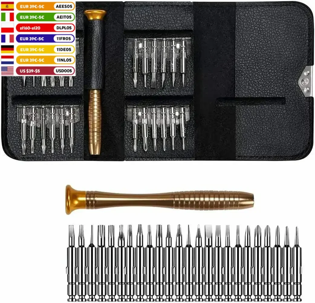 25 In 1 Mini Small Repair Precision Screwdriver Torx Tool Set Fix Kit for PC Glasses Mobile Phone Laptop Watch
25 In 1 Mini Small Repair Precision Screwdriver Torx Tool Set Fix Kit for PC Glasses Mobile Phone Laptop Watch