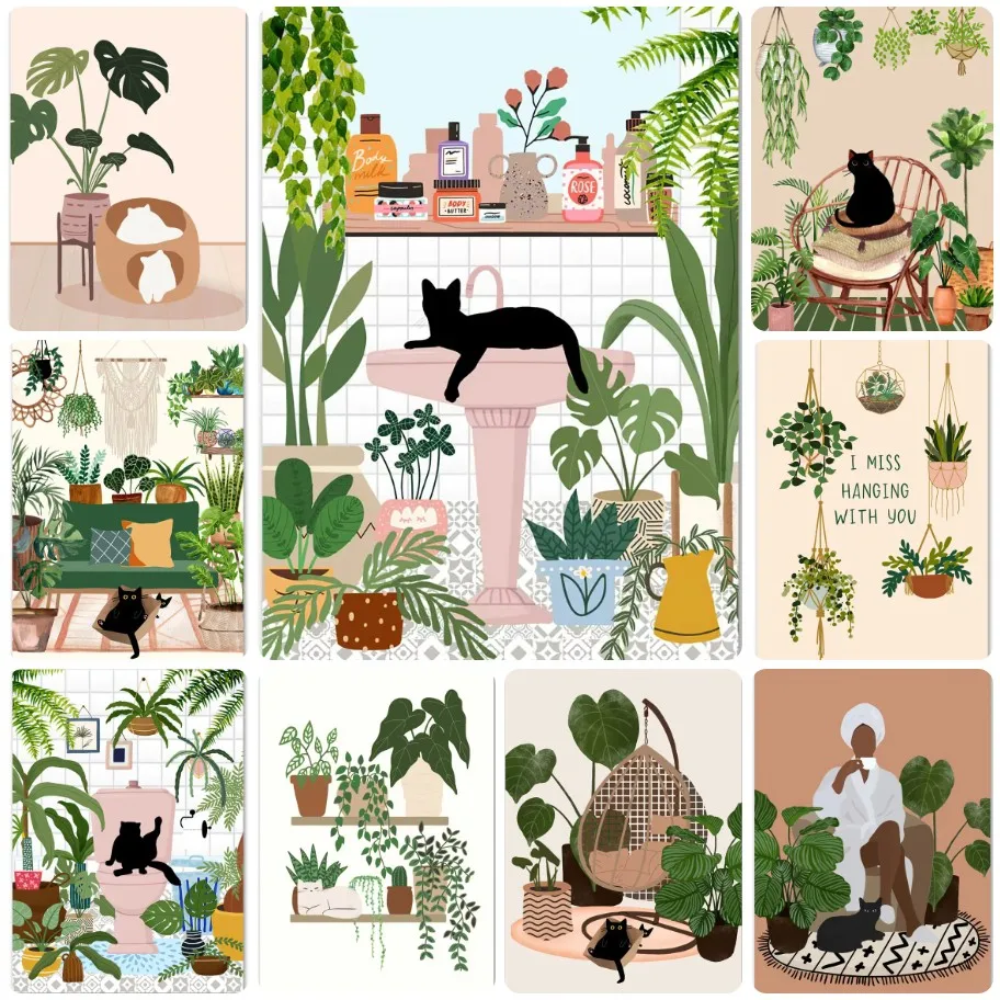 DIY Urban Jungle with Cats Jigsaw Puzzle, Black Kittens in Plant-Filled Bathrooms and Living Rooms, Modern Art Decor
DIY Urban Jungle with Cats Jigsaw Puzzle, Black Kittens in Plant-Filled Bathrooms and Living Rooms, Modern Art Decor