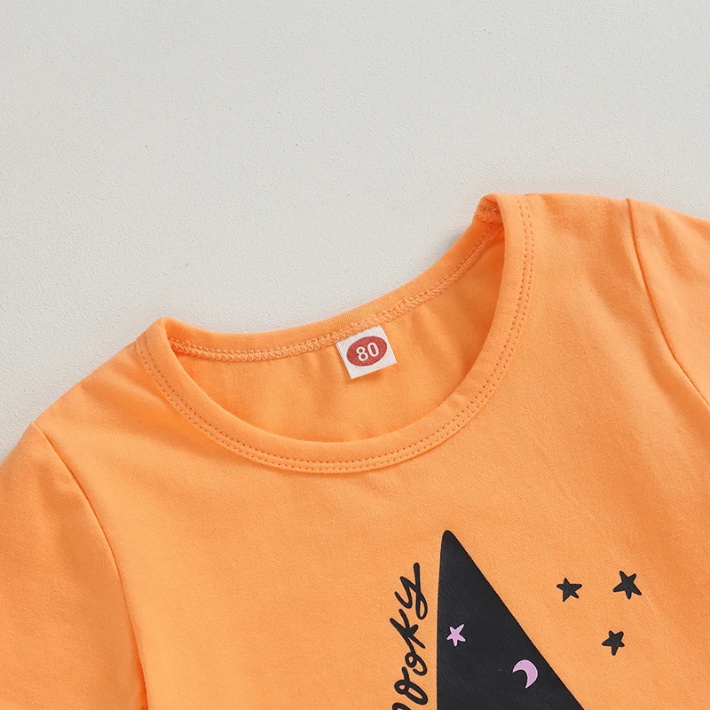Toddler Girl Halloween Clothes Witch Print Short Sleeve T-Shirt Stripe Pattern Wide Long Pants Set Fall Outfit
Toddler Girl Halloween Clothes Witch Print Short Sleeve T-Shirt Stripe Pattern Wide Long Pants Set Fall Outfit