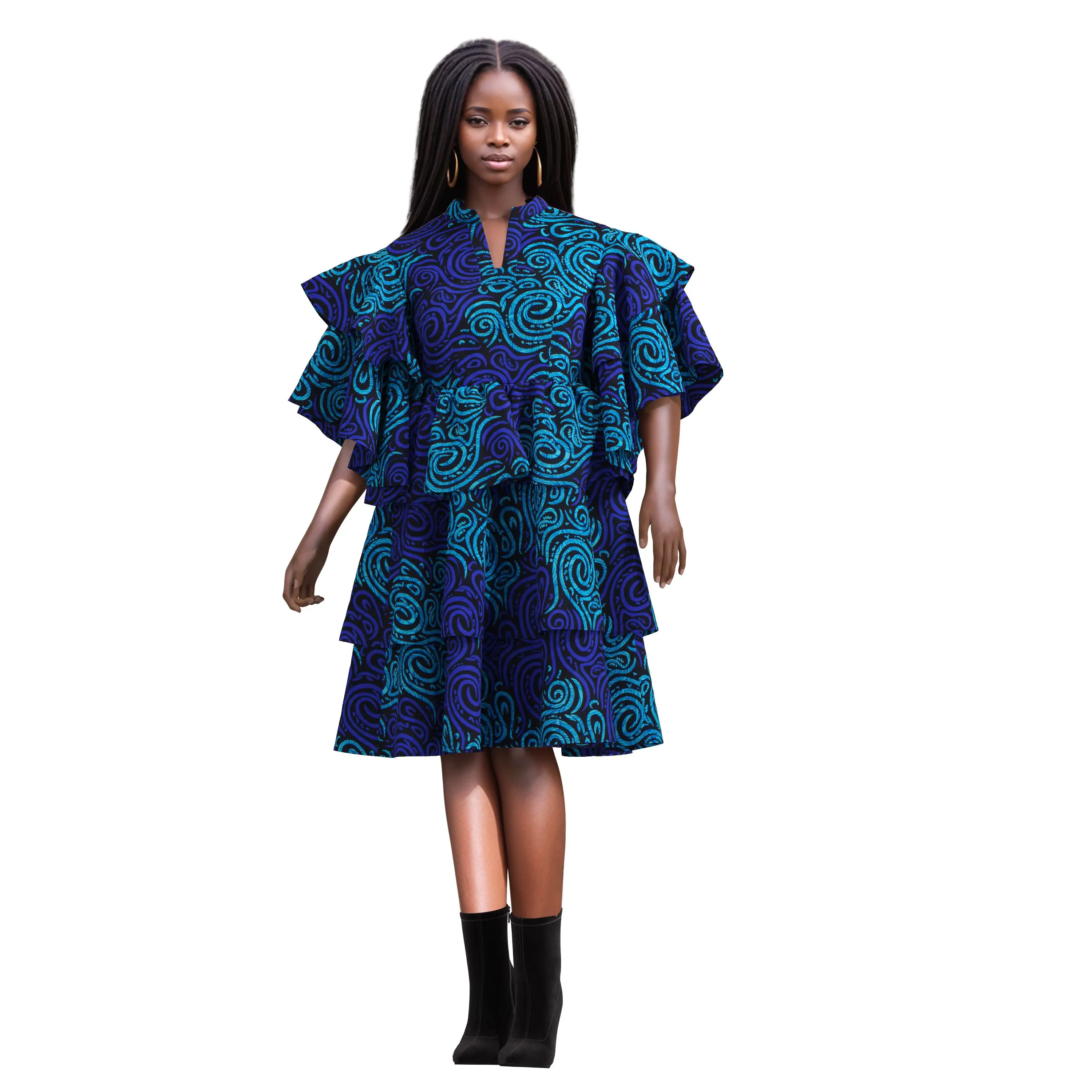 African Multilayer Dresses for Women Knee Length V Neck Traditional Dashiki Print Clothing for Lady Party Causal Dress WY10907
African Multilayer Dresses for Women Knee Length V Neck Traditional Dashiki Print Clothing for Lady Party Causal Dress WY10907