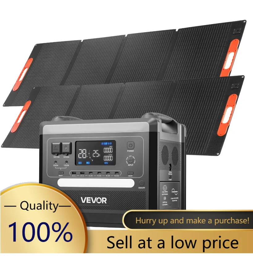 2400W Portable Solar Generator with 2PCS * 200W Foldable Solar Panels, 2160Wh Expandable LiFePO4 Battery Backup
2400W Portable Solar Generator with 2PCS * 200W Foldable Solar Panels, 2160Wh Expandable LiFePO4 Battery Backup