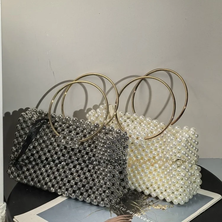 Fashionable Acrylic Beaded Handbag Women's Clutch Bag Handwoven Double Ring Luxury Feel Handbag Metal Elements Crossbody Bag
Fashionable Acrylic Beaded Handbag Women's Clutch Bag Handwoven Double Ring Luxury Feel Handbag Metal Elements Crossbody Bag