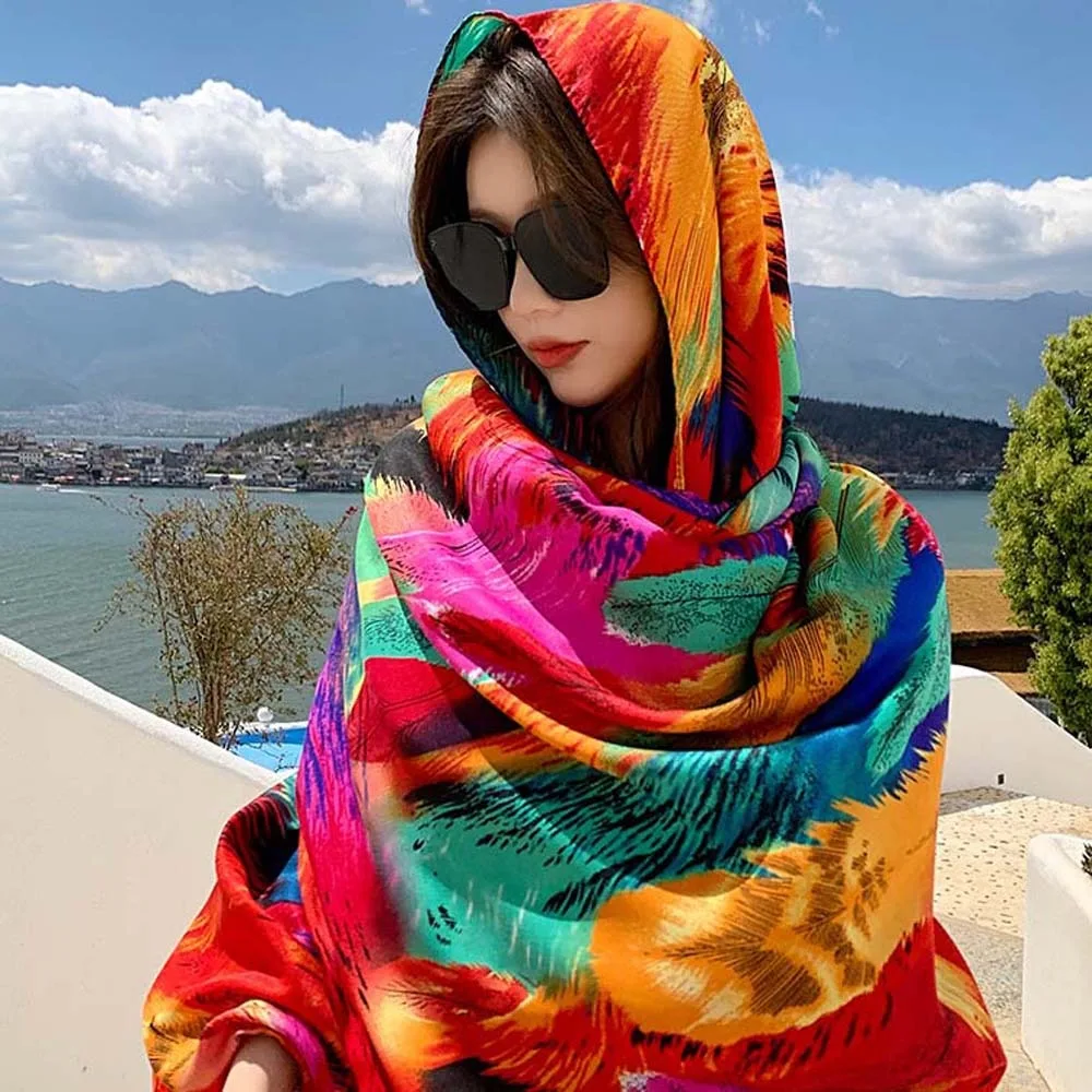 Sweet Breathable Spring Silk Scarf Long Cotton Big Pattern Headscarf Sweat-absorption Lightweight Square Hijab Scarf Vacation
Sweet Breathable Spring Silk Scarf Long Cotton Big Pattern Headscarf Sweat-absorption Lightweight Square Hijab Scarf Vacation