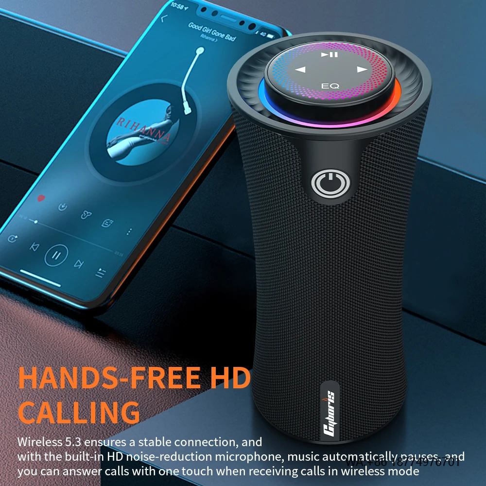 Cyboris T16 Portable Speaker 2025 New Tiny Waist Touch Rotated Button 2.1 Channel Deep Bass Subwoofer RGB Party TWS
Cyboris T16 Portable Speaker 2025 New Tiny Waist Touch Rotated Button 2.1 Channel Deep Bass Subwoofer RGB Party TWS