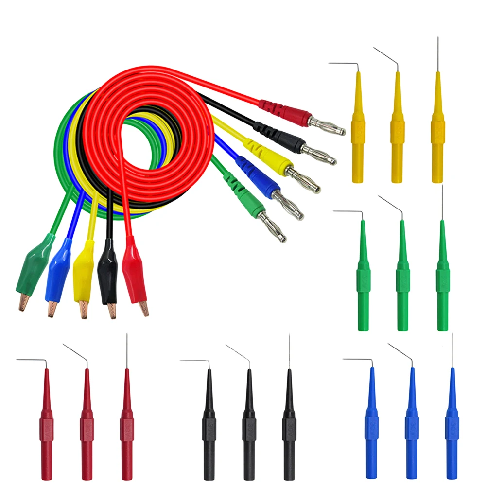 20pcs Banana Plug Alligator Clip Test Lead Back Probe Kit Cable Wire Stainless Steel Probes Multi angle Insulated Bodies Harness
20pcs Banana Plug Alligator Clip Test Lead Back Probe Kit Cable Wire Stainless Steel Probes Multi angle Insulated Bodies Harness