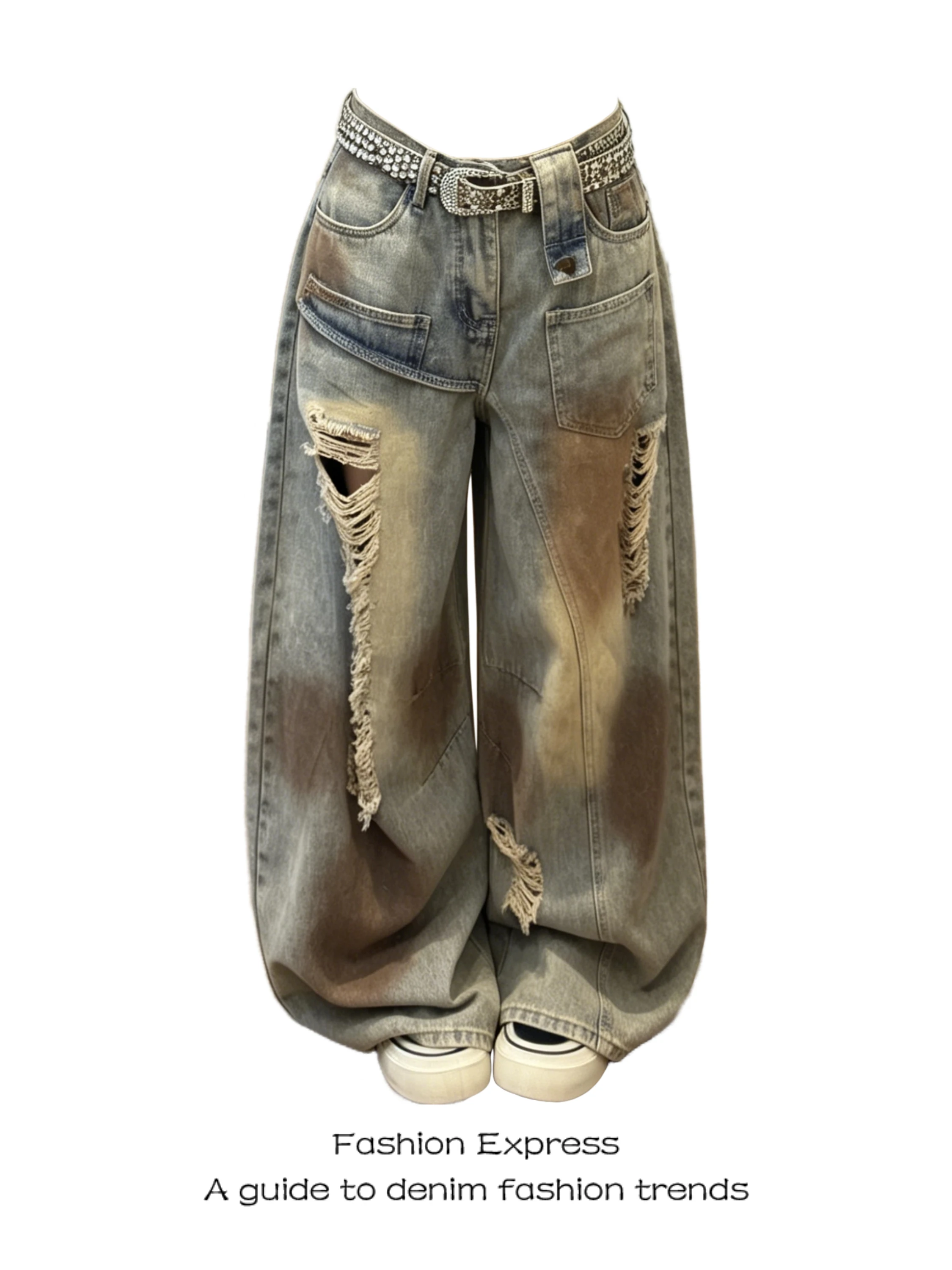 Summer 2026 Women's Casual Wide Leg Jeans High Waist Distressed Denim Pants Trendy Hole Design Versatile Loose Fit Floor-Length
Summer 2026 Women's Casual Wide Leg Jeans High Waist Distressed Denim Pants Trendy Hole Design Versatile Loose Fit Floor-Length