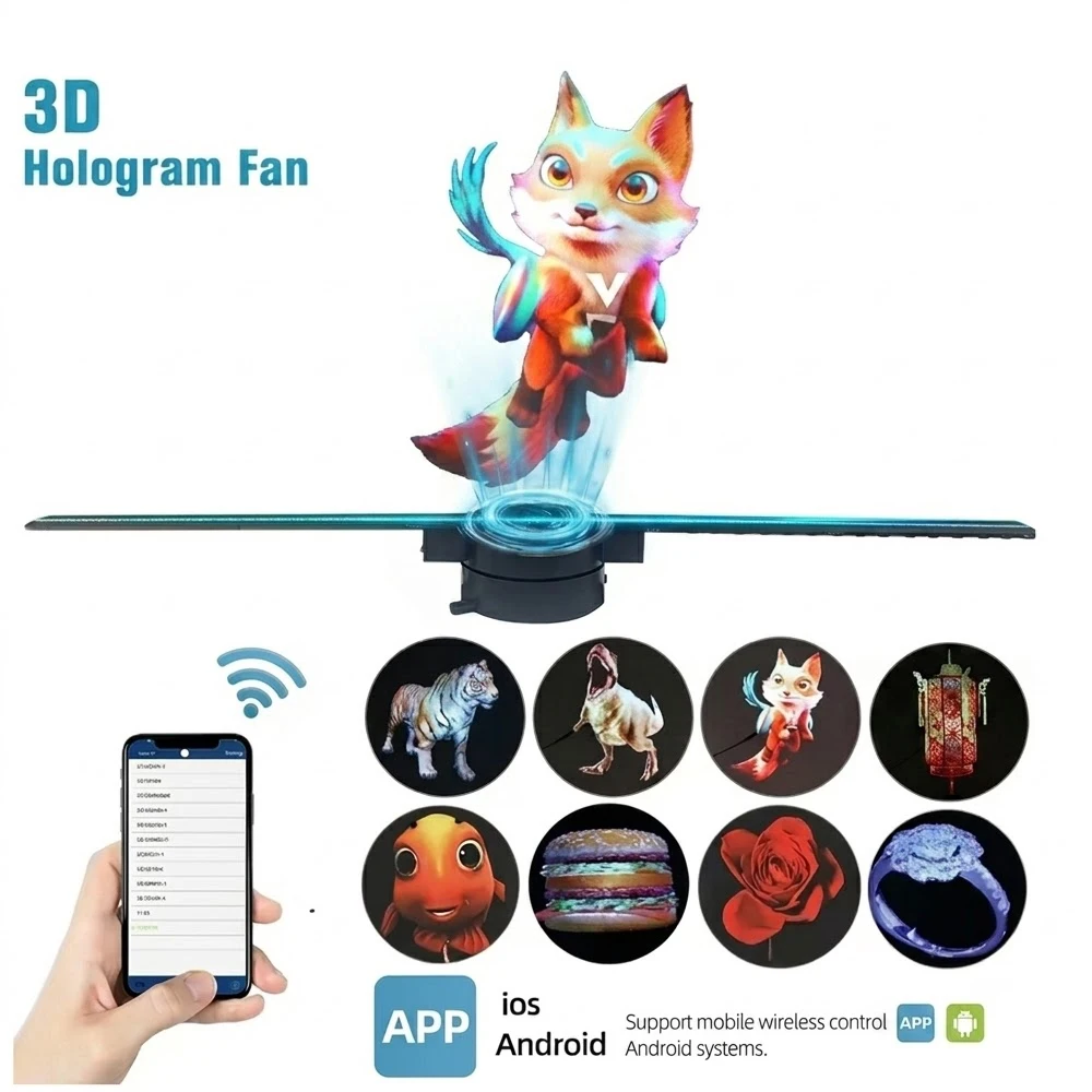 3D Holographic Projection Fan Billboard Suspended Air Imaging Stereoscopic Advertising Machine Mall Bar Party Festival Ambient
3D Holographic Projection Fan Billboard Suspended Air Imaging Stereoscopic Advertising Machine Mall Bar Party Festival Ambient