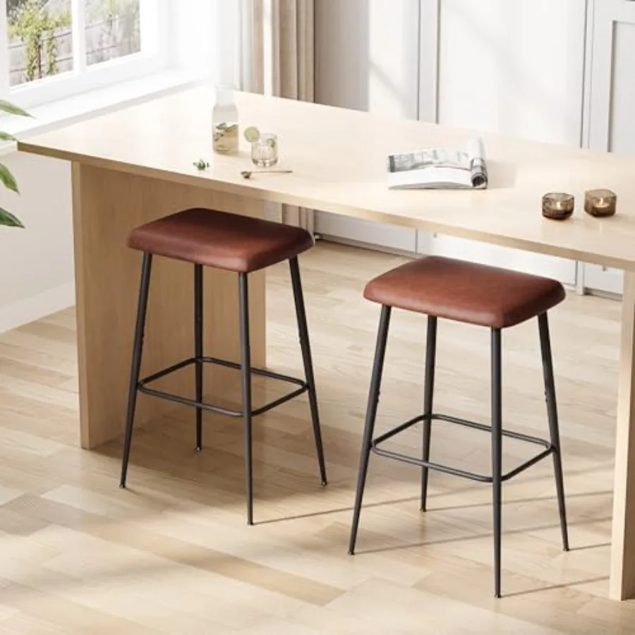 Bar Stools set of 2, Counter Height Bar Stools, Industrial Modern Barstools with PU Leather Cushion, Metal Frame Bar Chairs wit
Bar Stools set of 2, Counter Height Bar Stools, Industrial Modern Barstools with PU Leather Cushion, Metal Frame Bar Chairs wit