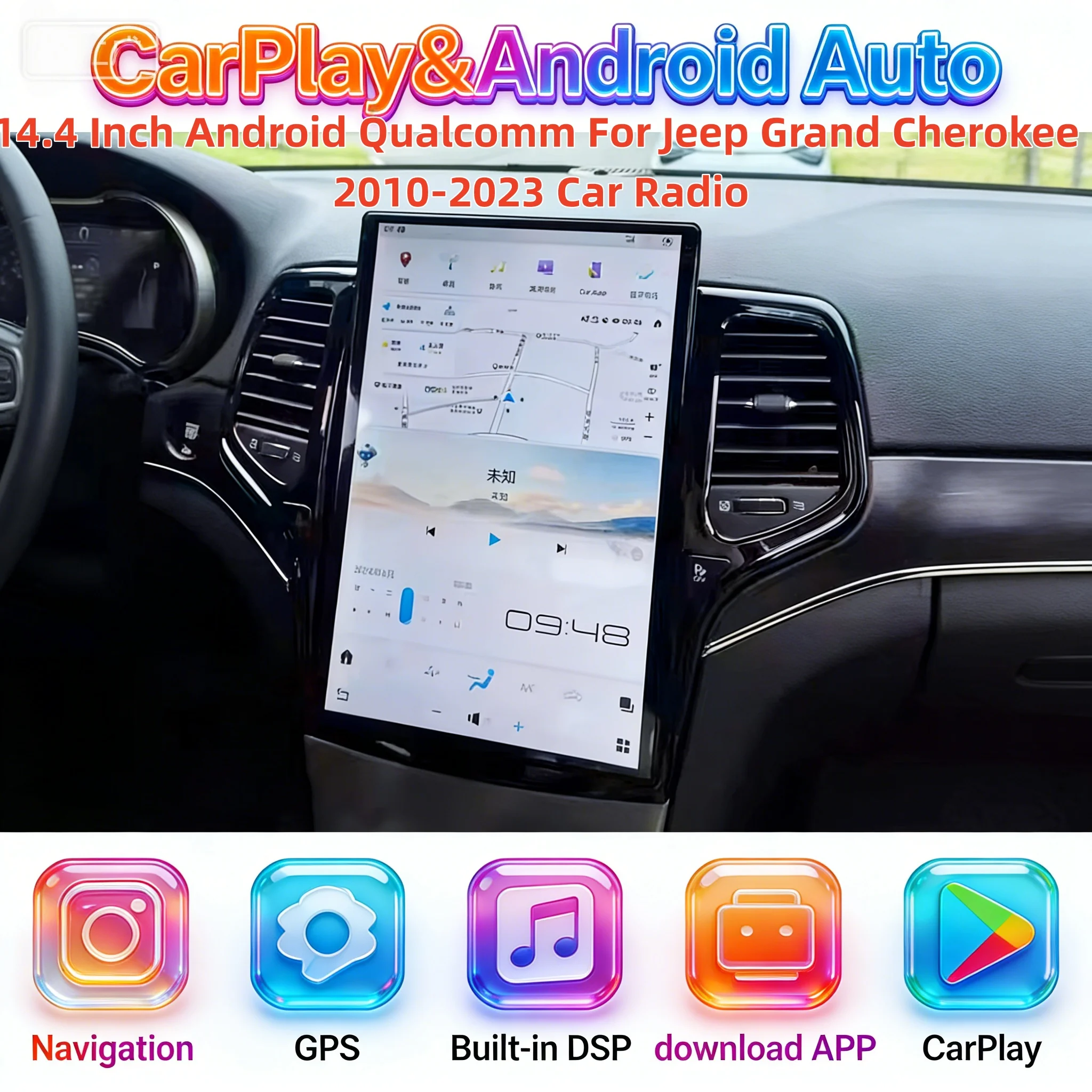 14.4" Qualcomm Android Stereo For Jeep Grand Cherokee 2010-2023 Car Multimedia Player navi Radio Head Screen Touch Screen 4G
14.4" Qualcomm Android Stereo For Jeep Grand Cherokee 2010-2023 Car Multimedia Player navi Radio Head Screen Touch Screen 4G