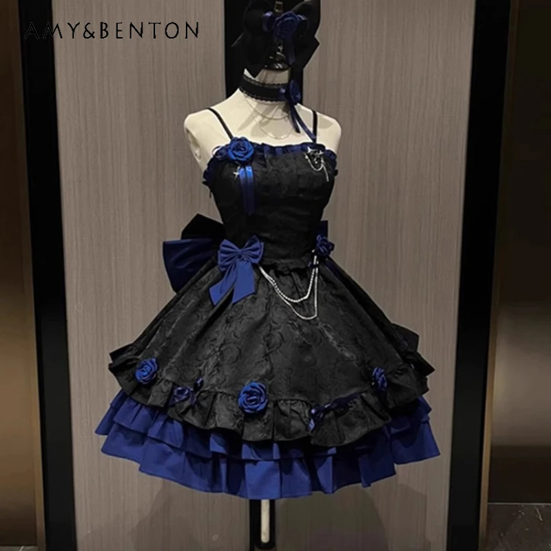 Original Design Blue Black Gothic Lolita Women's Dresses 2025 Summer New Sweet Cool Sexy Heavy Craft Halloween Costume Ladies
Original Design Blue Black Gothic Lolita Women's Dresses 2025 Summer New Sweet Cool Sexy Heavy Craft Halloween Costume Ladies