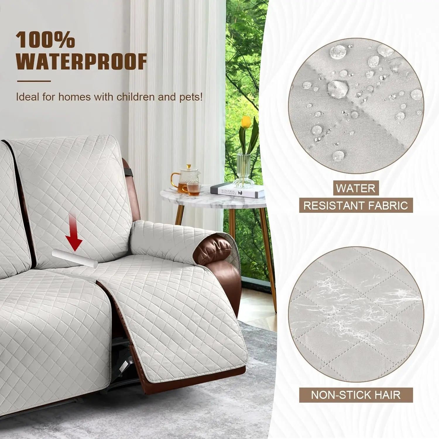 Kincam Waterproof Loveseat Recliner Cover, Non-Slip Reclining Couch Covers For 2 Seat, Recliner Sofa Cover Furniture Protector
Kincam Waterproof Loveseat Recliner Cover, Non-Slip Reclining Couch Covers For 2 Seat, Recliner Sofa Cover Furniture Protector