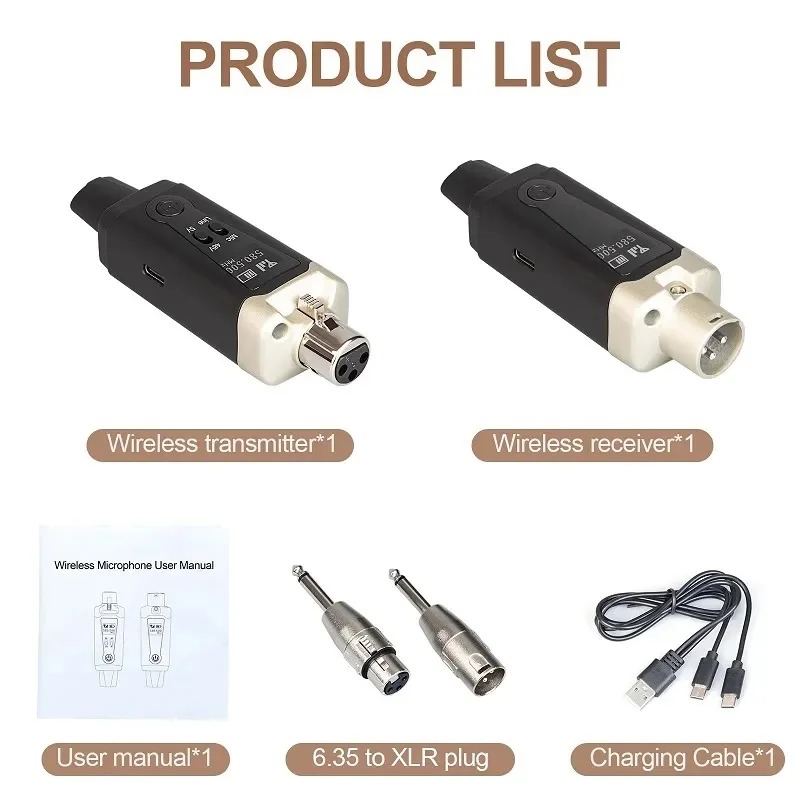 XLR Mic Converter Adapter Wireless Microphone System UHF Automatic Transmitter Setup For Condenser Dynamic
XLR Mic Converter Adapter Wireless Microphone System UHF Automatic Transmitter Setup For Condenser Dynamic