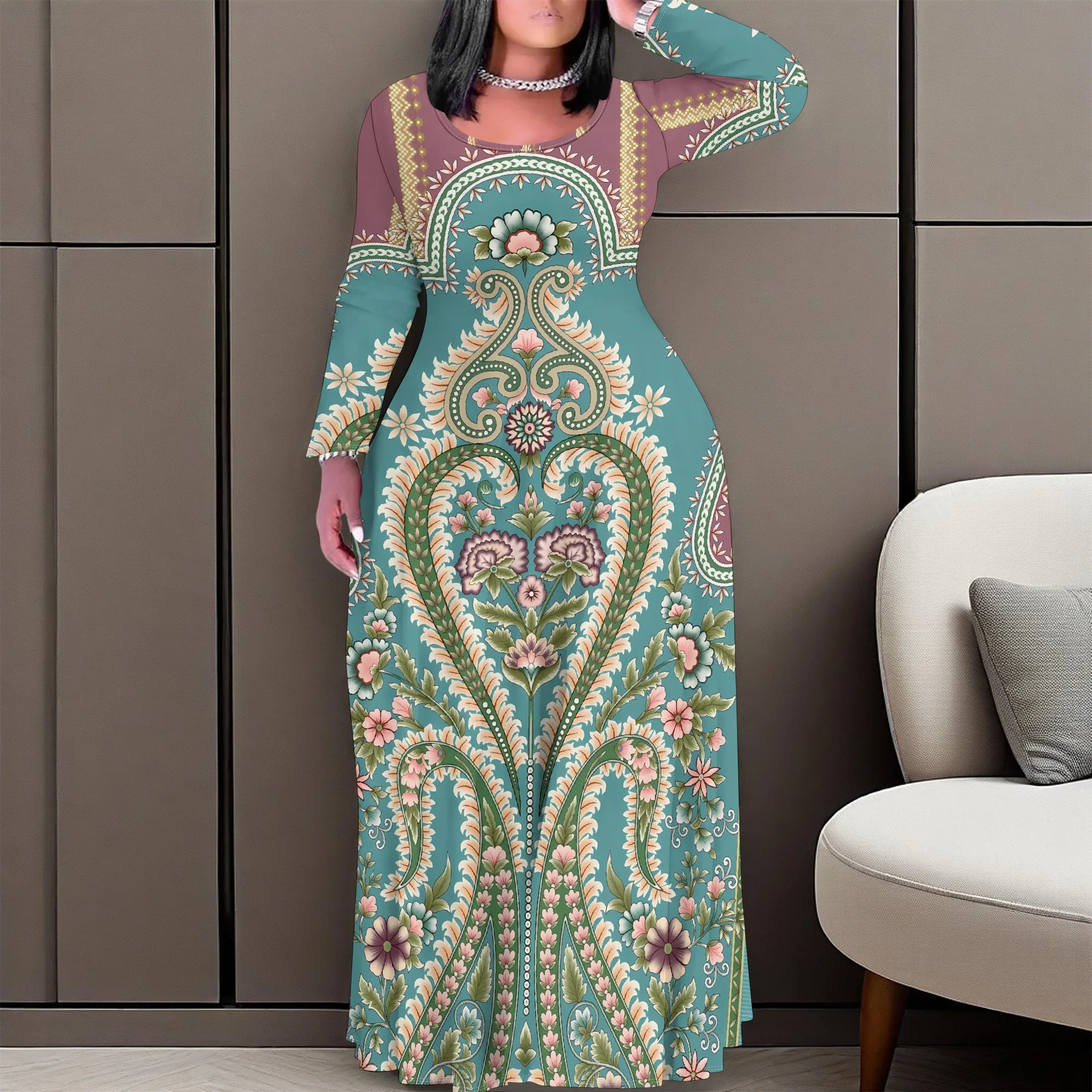 Nupusa Ethnic Print Dress for Women Regular Size Summer Casual Long - Sleeve Maxi Dress
Nupusa Ethnic Print Dress for Women Regular Size Summer Casual Long - Sleeve Maxi Dress