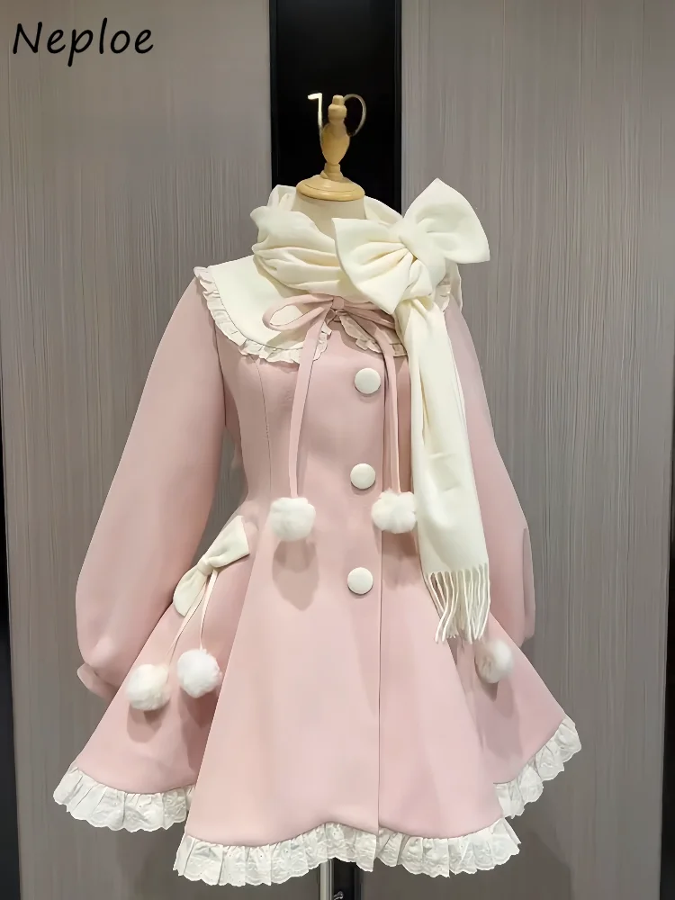 Neploe Sweet Autumn Winter Bow Woolen Coat Small Fellow Japanese Lovely Slim Waist Jacket Princess Fungus Patchwork Fresh Blends
Neploe Sweet Autumn Winter Bow Woolen Coat Small Fellow Japanese Lovely Slim Waist Jacket Princess Fungus Patchwork Fresh Blends
