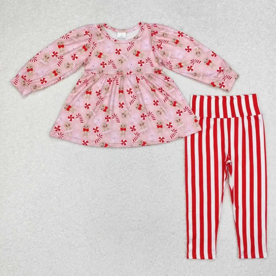 Wholesale Toddler Kids Christmas Candy Set Long Sleeves Gingerbread Pink Tunic Children Outfit Baby Girl Stripe Pants Sets
Wholesale Toddler Kids Christmas Candy Set Long Sleeves Gingerbread Pink Tunic Children Outfit Baby Girl Stripe Pants Sets