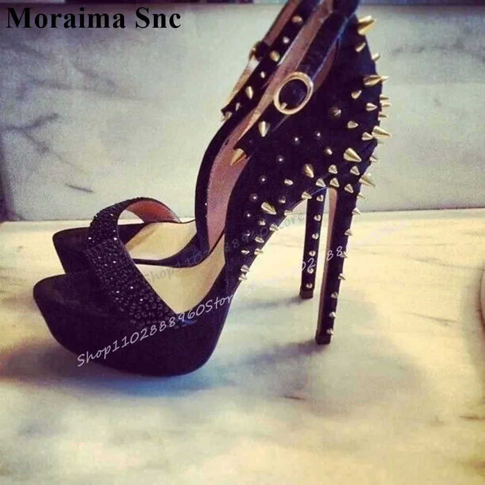 Black Flock Crystal Rivet Platform Sandals Thin High Heel Women Shoes Ankle Buckle Strap Open Toe 2025 Sexy Zapatos Para Mujere
Black Flock Crystal Rivet Platform Sandals Thin High Heel Women Shoes Ankle Buckle Strap Open Toe 2025 Sexy Zapatos Para Mujere