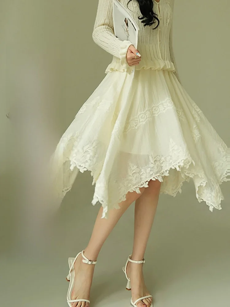 Sweet Aconiconi Sea Salt Cheese Lace Asymmetrical High Waist Skirt Breathable Skin-friendly Daily Wear for Ladies
Sweet Aconiconi Sea Salt Cheese Lace Asymmetrical High Waist Skirt Breathable Skin-friendly Daily Wear for Ladies
