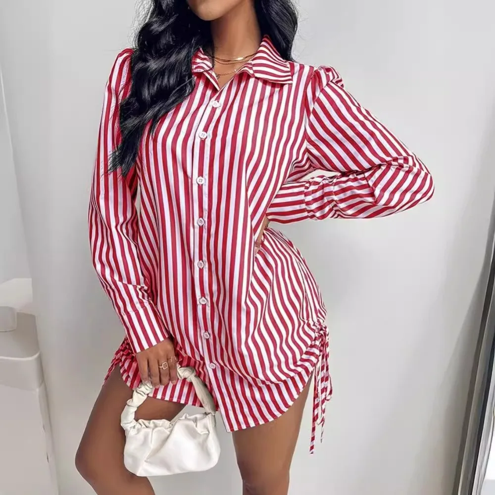 Autumn New Stripe Pring Shirt Dress Women 2024 Casual Simple Long Sleeve Side Drawstring Button Mini Dresses Spring Long Shirts
Autumn New Stripe Pring Shirt Dress Women 2024 Casual Simple Long Sleeve Side Drawstring Button Mini Dresses Spring Long Shirts