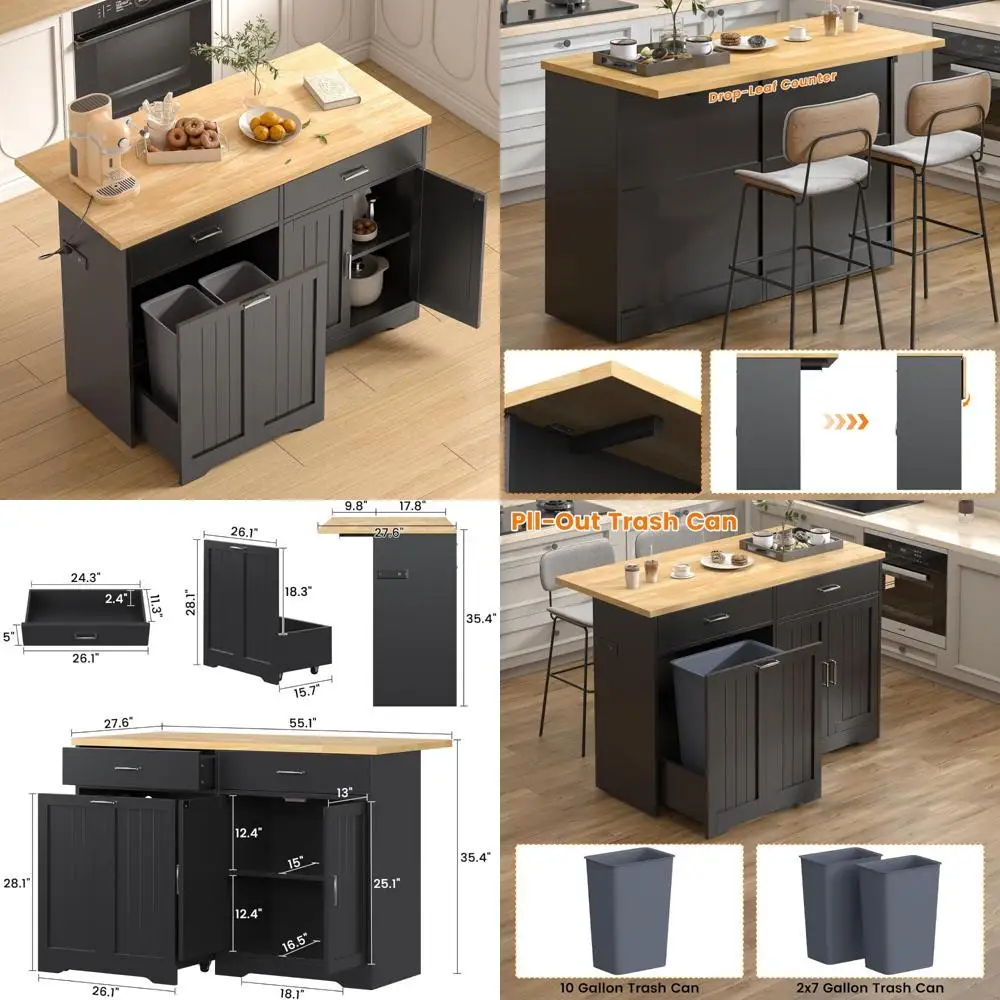 Кухонный остров с откидным листом, тележка на колесиках, шкаф для хранения мусора, современный островной стол для домашней кухни
Кухонный остров с откидным листом, тележка на колесиках, шкаф для хранения мусора, современный островной стол для домашней кухни