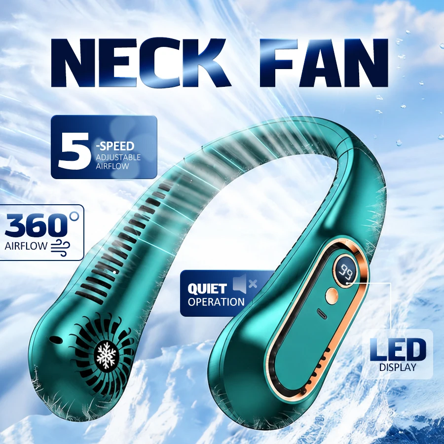 Portable Neck Fan, 5 Speeds, LED Screen, 360° Cooling, Quiet Wearable USB Fan for Travel Home Office
Portable Neck Fan, 5 Speeds, LED Screen, 360° Cooling, Quiet Wearable USB Fan for Travel Home Office