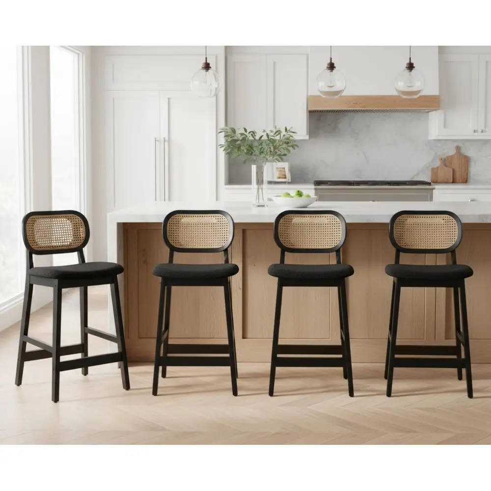 Rattan Counter Height Bar Stools Set of 4 holstered Sherpa Barstools with Cane Back Boho Wood Farmhouse Kitchen Island Chairs
Rattan Counter Height Bar Stools Set of 4 holstered Sherpa Barstools with Cane Back Boho Wood Farmhouse Kitchen Island Chairs