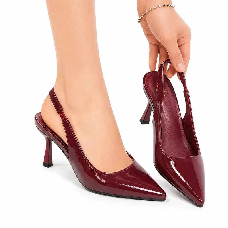2026 Wine Red Patent Leather Slingback Pumps Women 7.5cm Thin Heels Pointed Toe Summer Office Party Wedding Dress Shoes Ladies
2026 Wine Red Patent Leather Slingback Pumps Women 7.5cm Thin Heels Pointed Toe Summer Office Party Wedding Dress Shoes Ladies